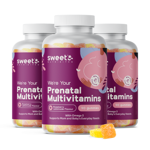 3x Pré-natal multivitaminas + ómega-3, total de 270 gomas 