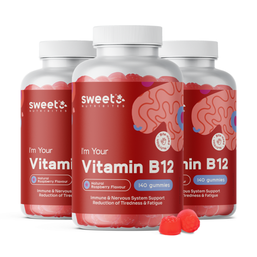 3x Vitamina B12 500 µg, total 420 bomboane gumate