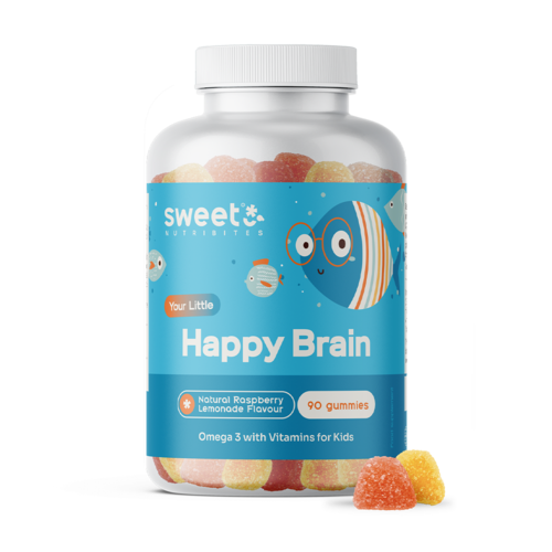 Happy Brain – gumové cukríky pre deti s omega-3 mastnými kyselinami, 90 gumových cukríkov