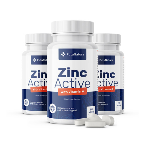 3x Zinc Active + Vitamin A, total 180 tablets