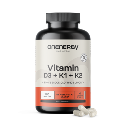 Vitamin D3 + K1 + K2, 120 capsules