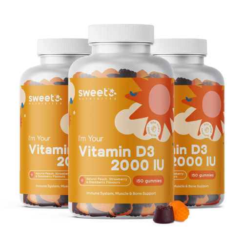 3x Vitamin D3 2000 IU, total 450 gummies