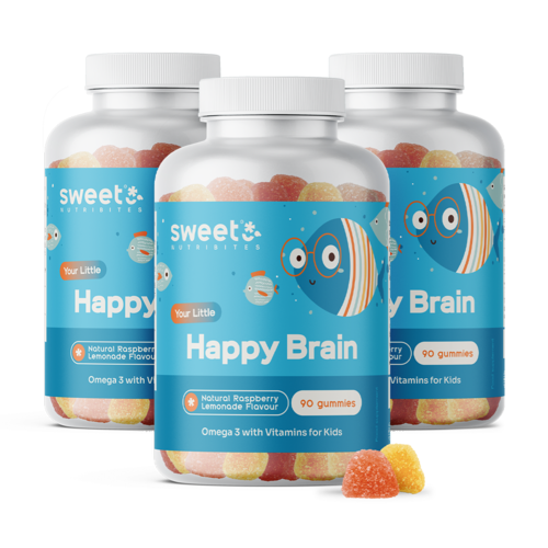 3x Happy Brain – Kids’ Gummies with Omega-3 Fatty Acids, total 270 gummies